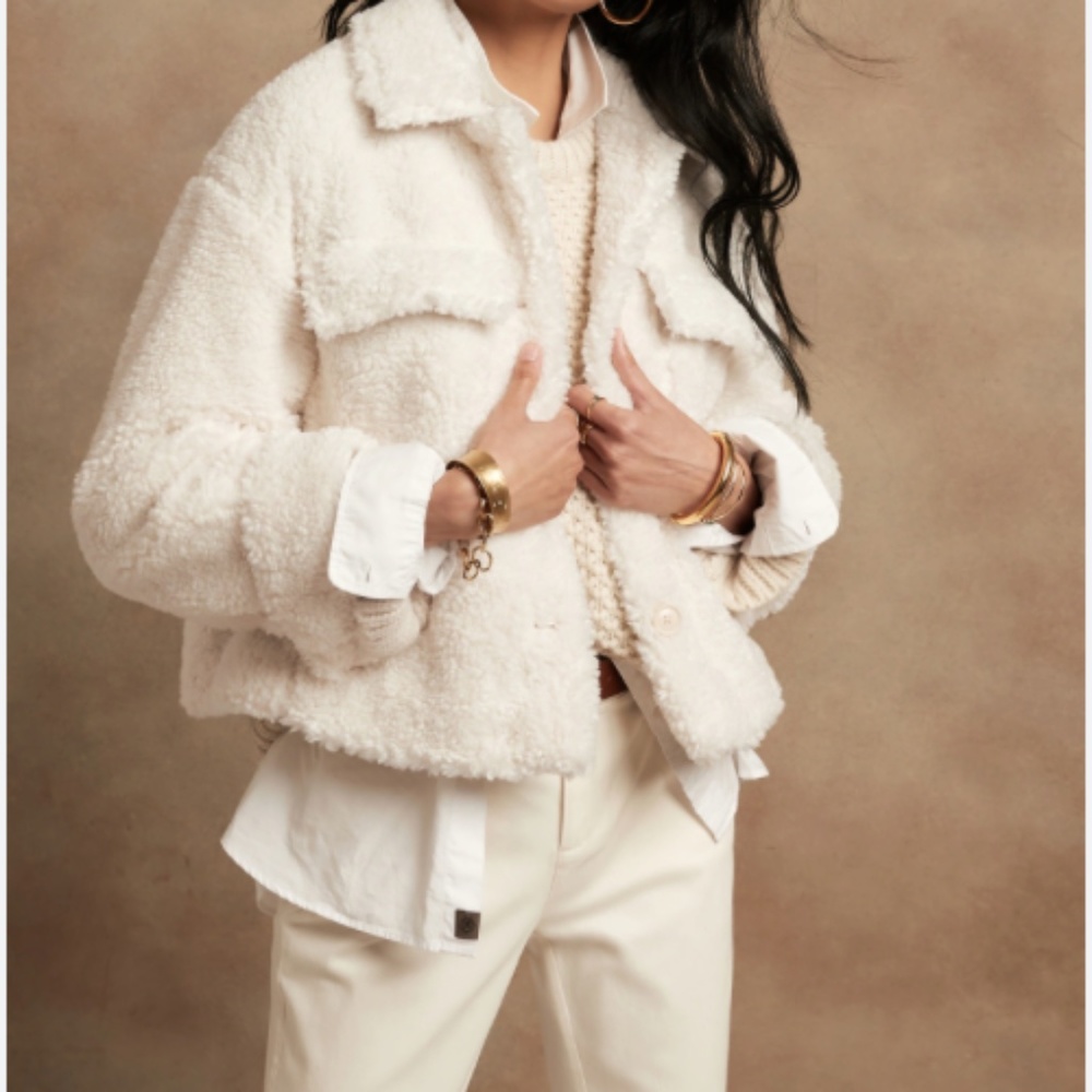 Banana Republic CROPPED SHERPA TRUCKER JACKET - NWT